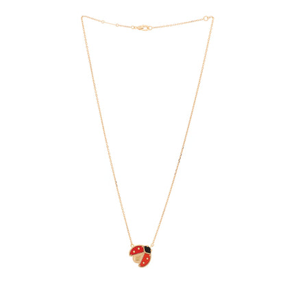 Van Cleef & Arpels 18K Rose Gold Carnelian Black Onyx Lucky Spring Open Wings Lady Bug Pendant Necklace 1 of 6