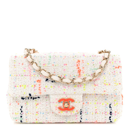 Chanel Tweed Mini Rectangular Flap White Multicolor 1 of 10