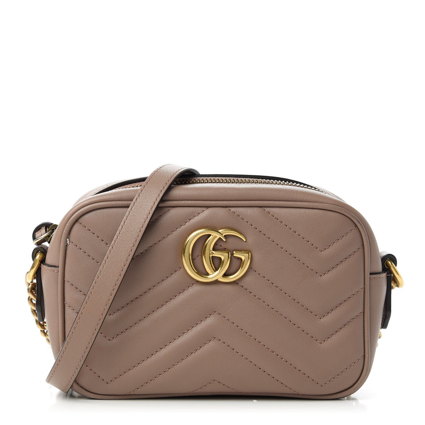 Calfskin Matelasse Mini GG Marmont Chain Shoulder Bag Porcelain Rose