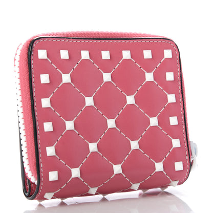 Valentino Garavani Lambskin Free Rockstud Spike Compact Zip Around Wallet Shadow Pink 3 of 9