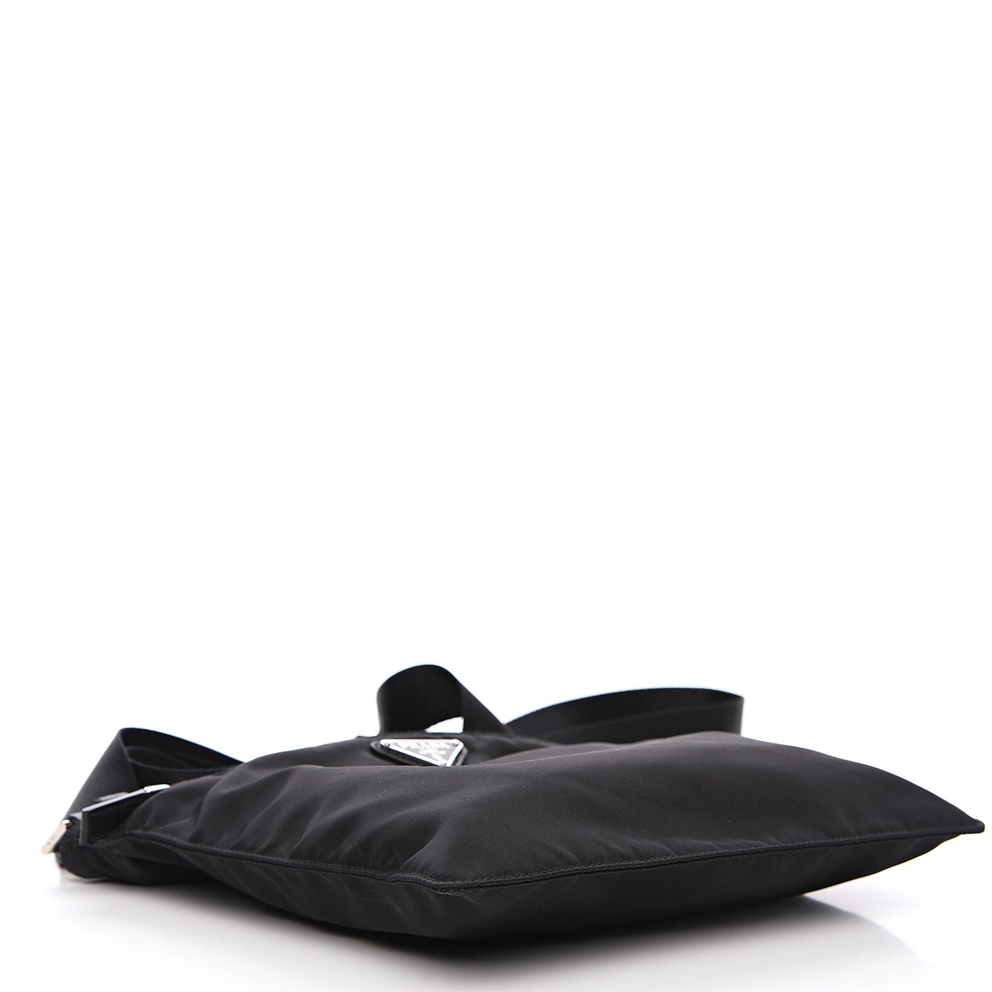 Nylon Flat Messenger Bag Black