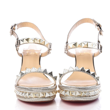 Christian Louboutin Calfskin Cubiste Pyraclou 110 Wedge Sandals 36 Platine 4 of 9