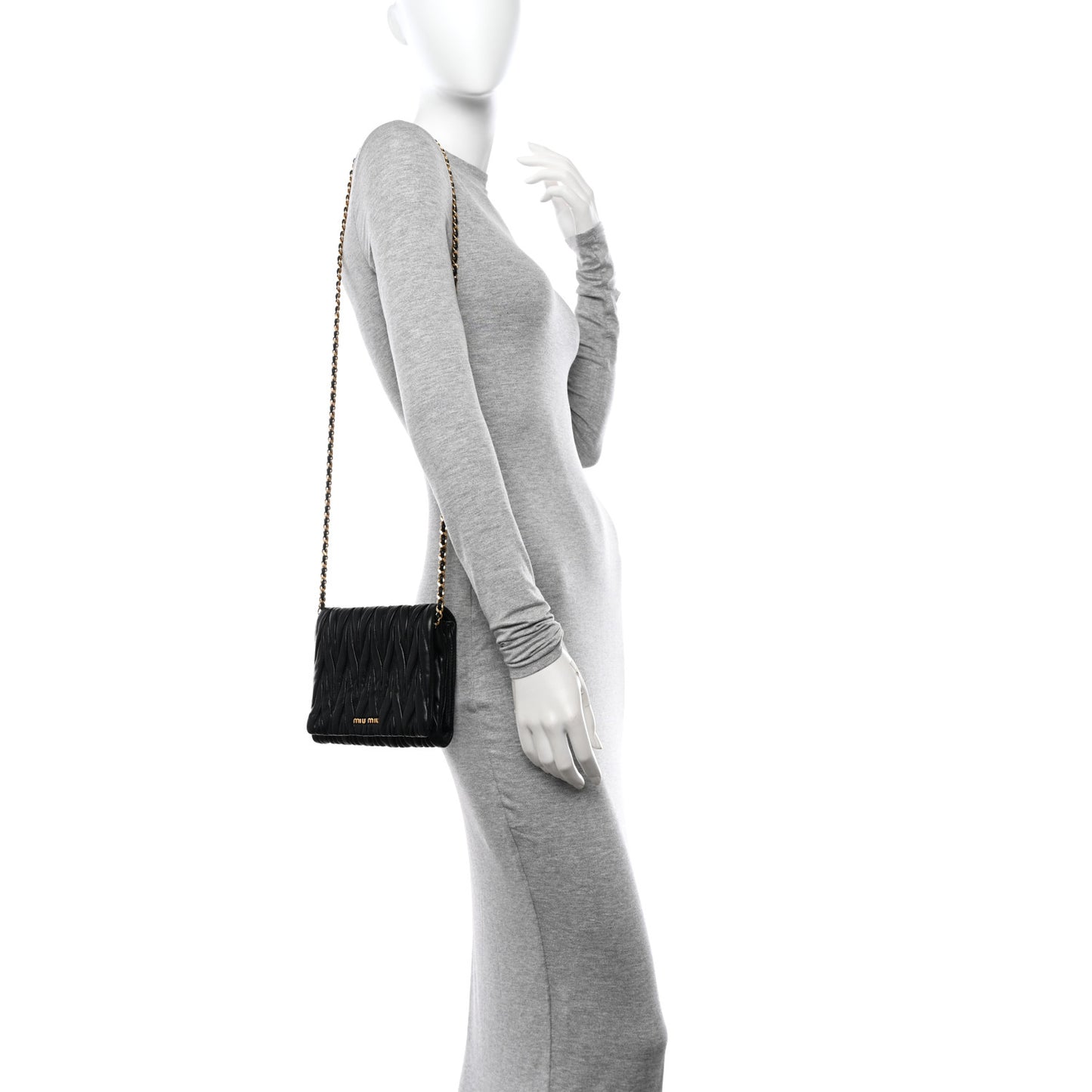 Nappa Matelasse Chain Crossbody Black