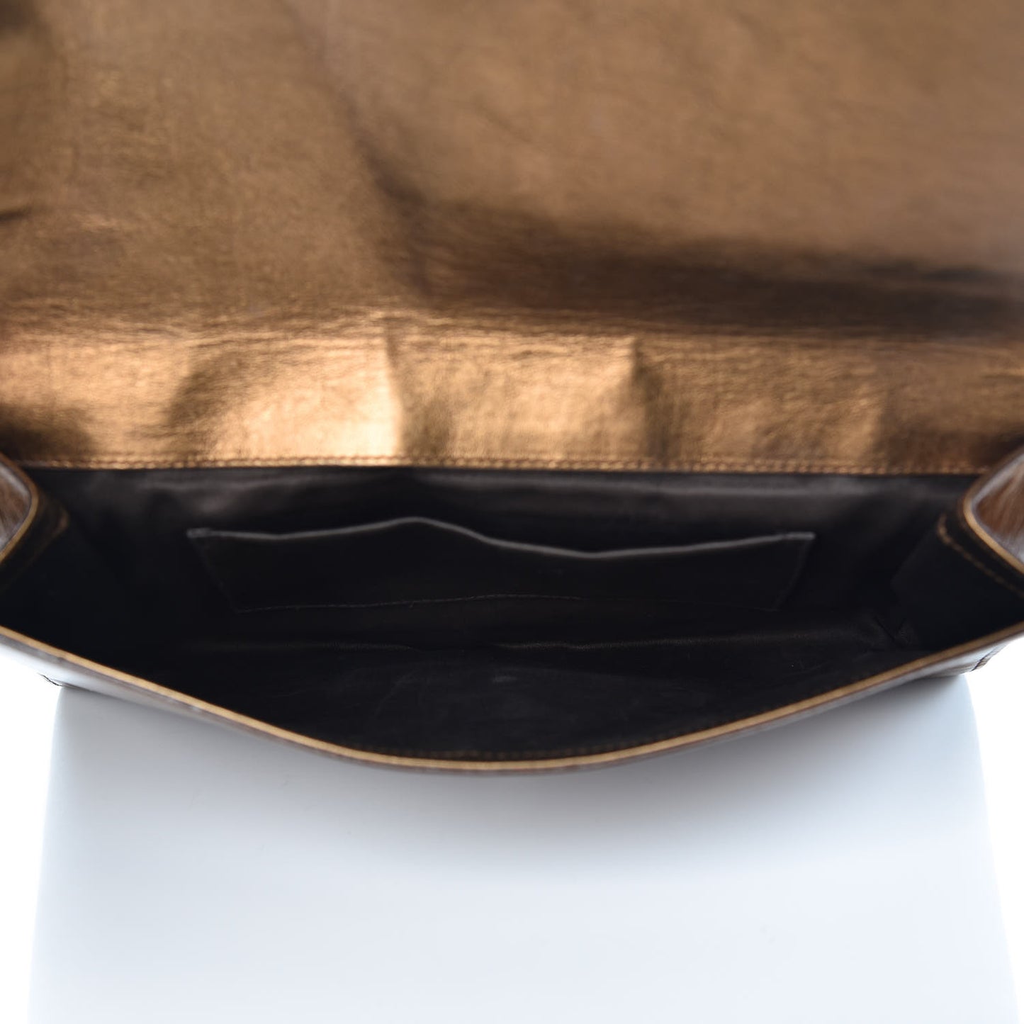 Metallic Calfskin Monogram Large Belle De Jour Clutch Bronze