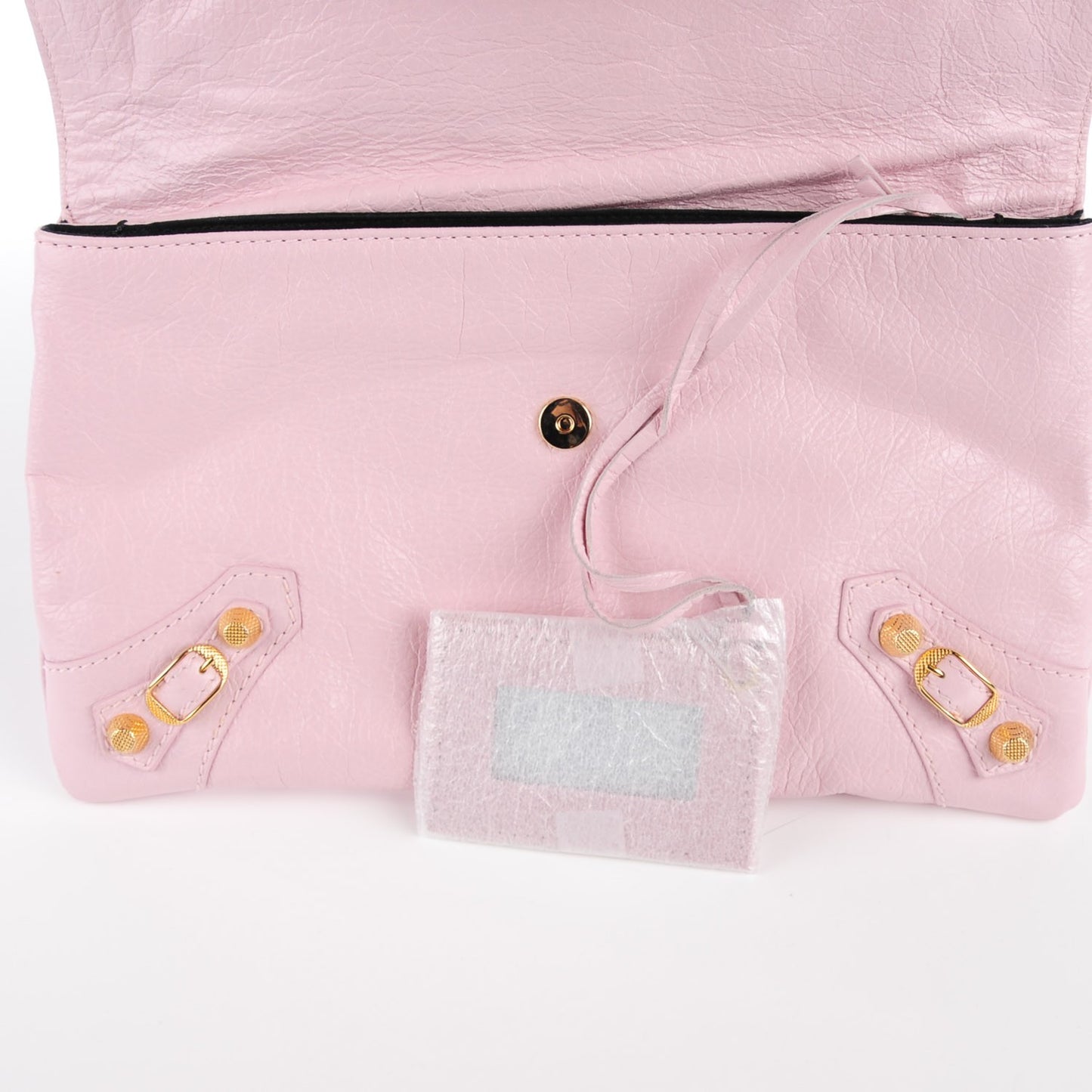 Agneau Giant 12 Gold Hardware Envelope Clutch Rose Poudre