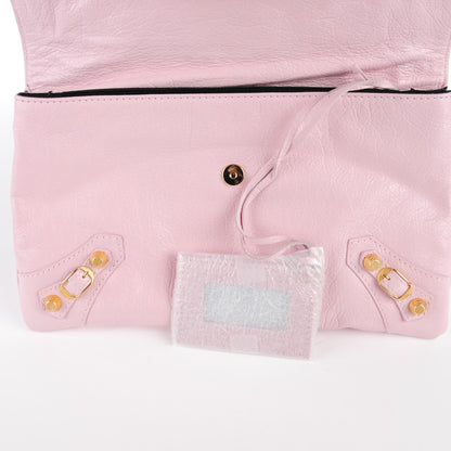 Balenciaga Agneau Giant 12 Gold Hardware Envelope Clutch Rose Poudre 10 of 10