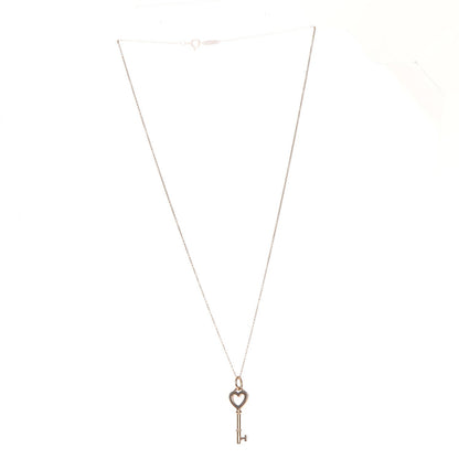 Tiffany 18K Yellow Gold Mini Heart Key Pendant Necklace 3 of 8