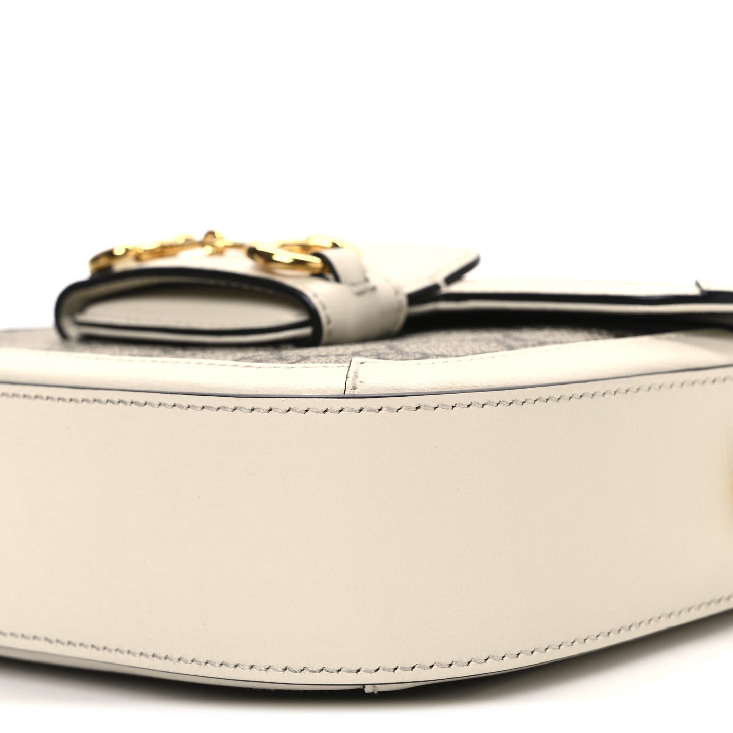 GG Supreme Monogram Web Mini Horsebit 1955 Shoulder Bag Beige Mystic White