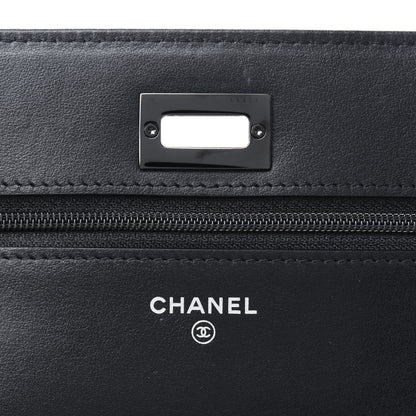 Chanel Aged Calfskin Chevron Quilted Reissue Wallet On Chain WOC So Black 6 of 13