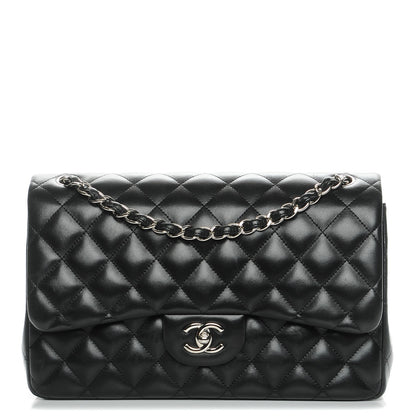 Chanel Lambskin Quilted Jumbo Double Flap Black 1 of 7