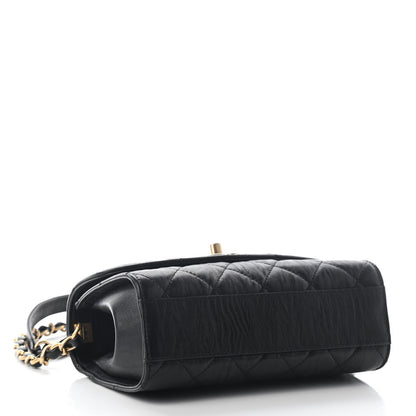 Chanel Crumpled Lambskin Quilted Mini CC Links Top Handle Flap Black 3 of 8