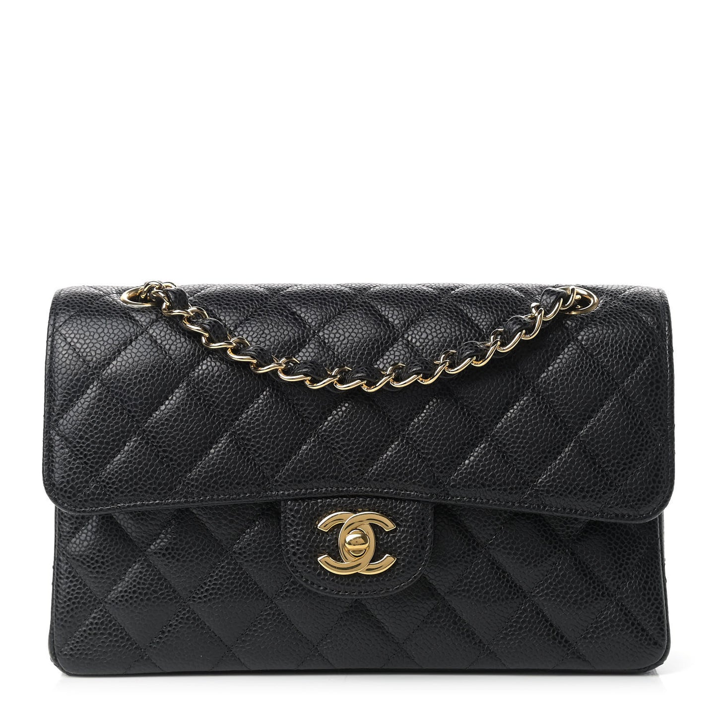 Caviar Quilted Small Double Flap Black