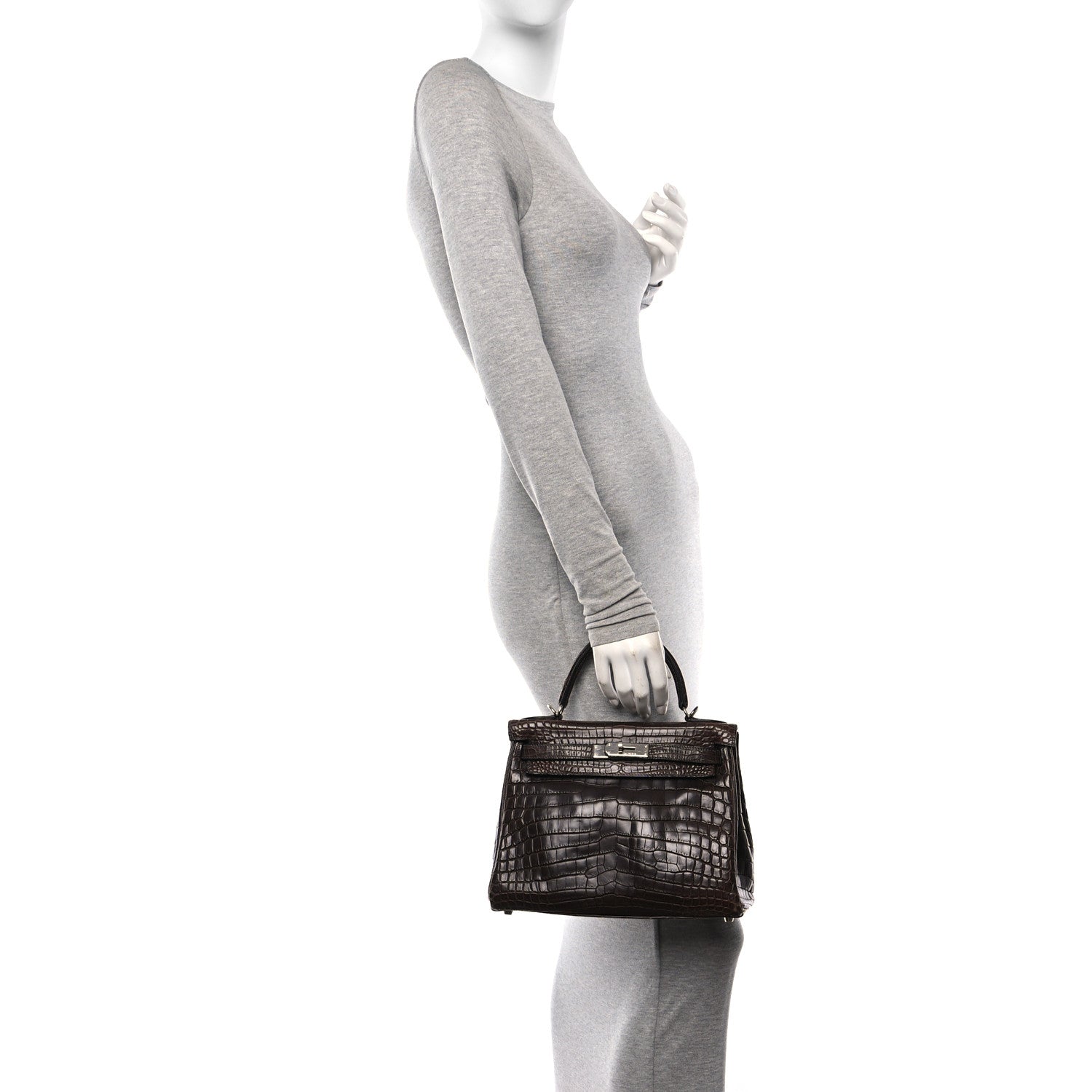 Hermes Matte Niloticus Crocodile Kelly Retourne 28 Havane 2 of 12