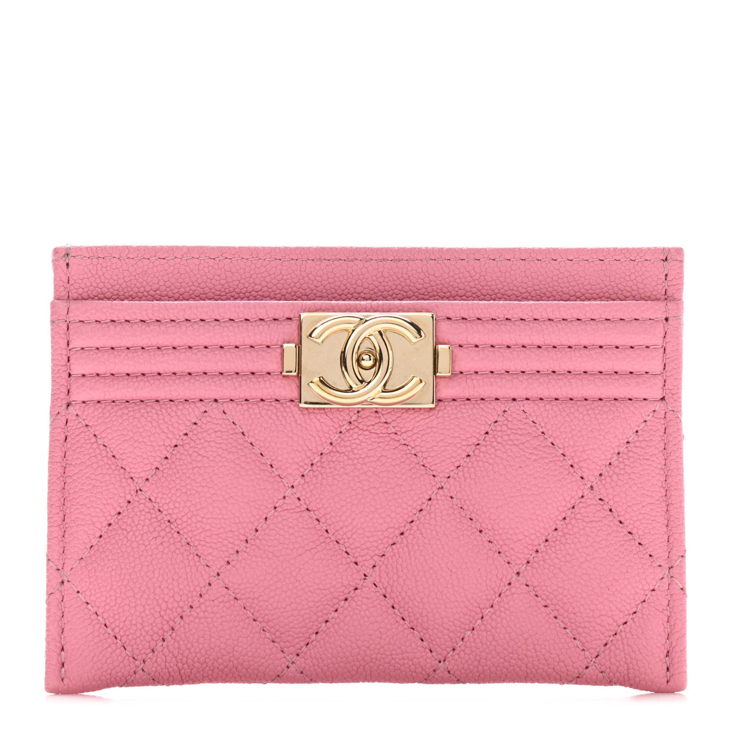 Caviar Quilted Boy Card Holder Pink