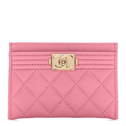 Chanel Caviar Quilted Boy Card Holder Pink 1 of 11