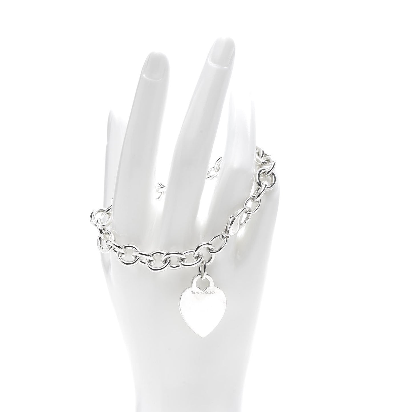 Sterling Silver Heart Tag Charm Bracelet