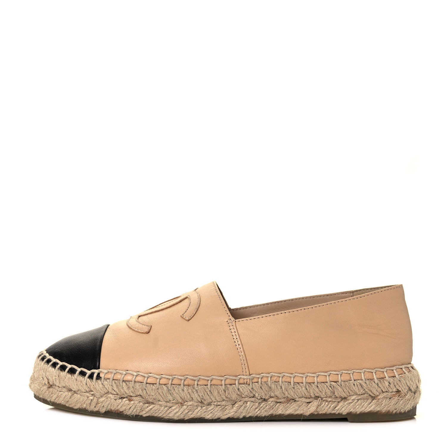 Chanel Lambskin CC Espadrilles 35 Beige Black 1 of 10