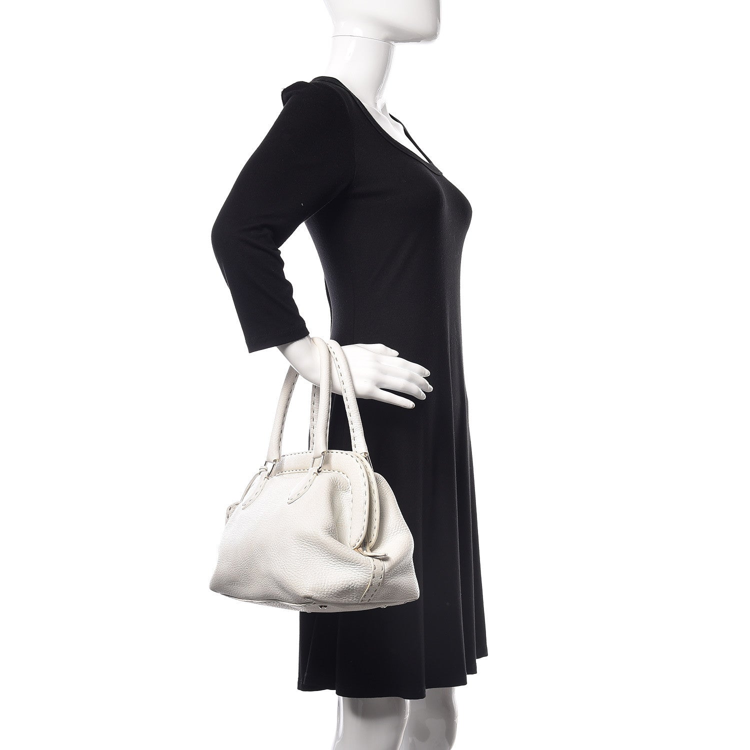 Fendi Calfskin Romano Selleria Adele 1328 Bag White 2 of 38