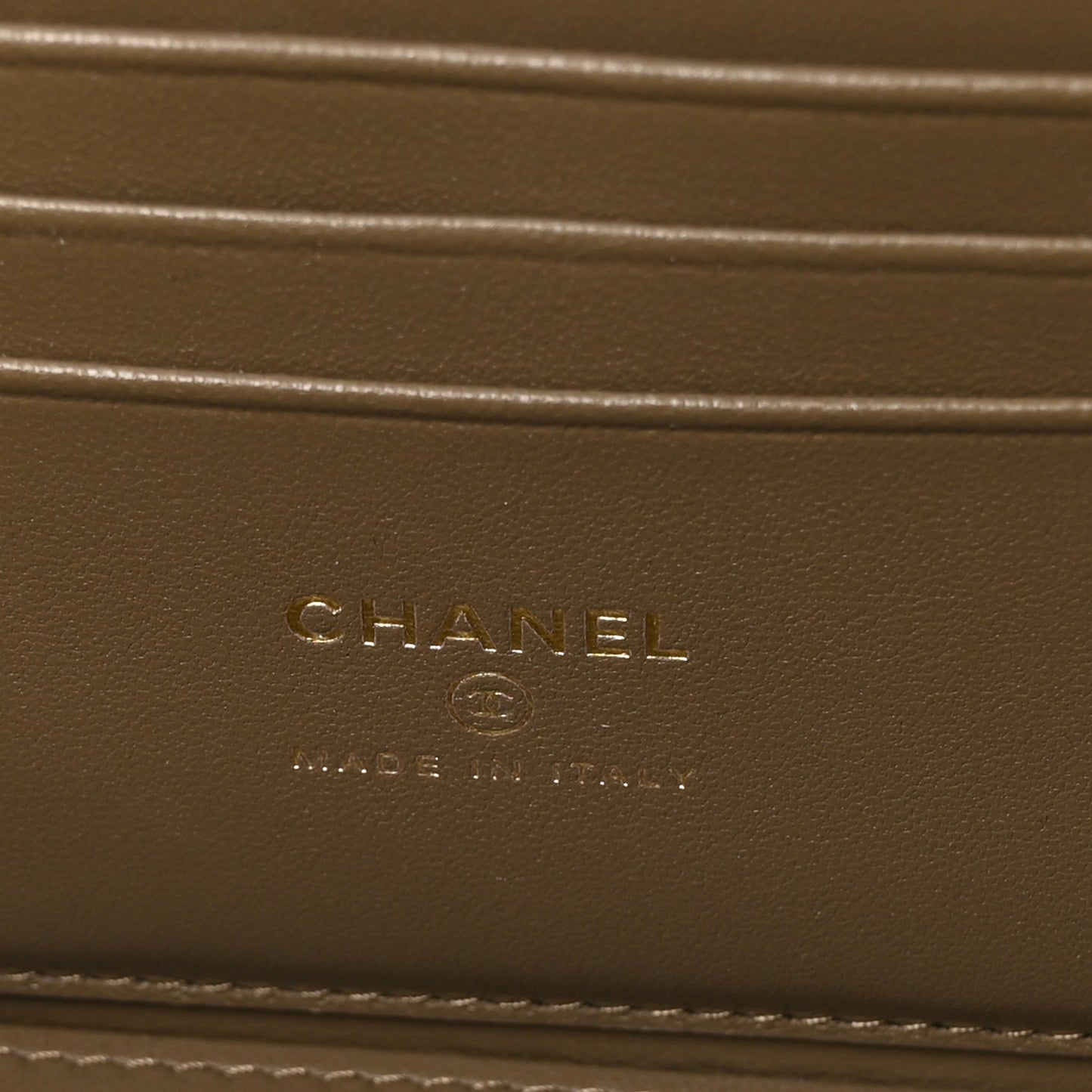 Calfskin Lizard Embossed Top Handle Vanity With Chain Dark Khaki