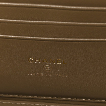 Chanel Calfskin Lizard Embossed Top Handle Vanity With Chain Dark Khaki 7 of 12