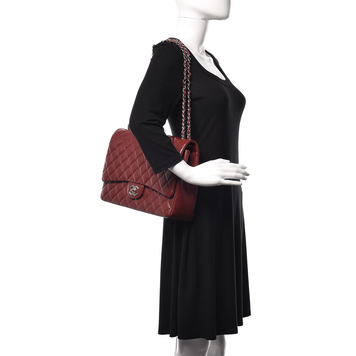 Caviar Quilted Maxi Double Flap Red