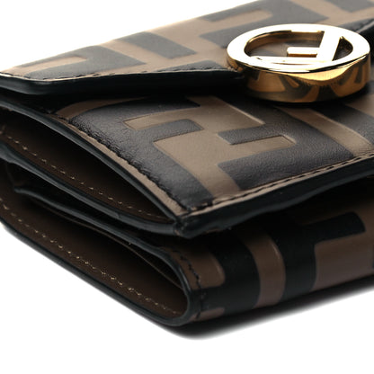 Fendi Vitello Soft F is Fendi Bi-Color FF 1974 Embossed Micro Tri-Fold Envelope Wallet Maya Black 8 of 9