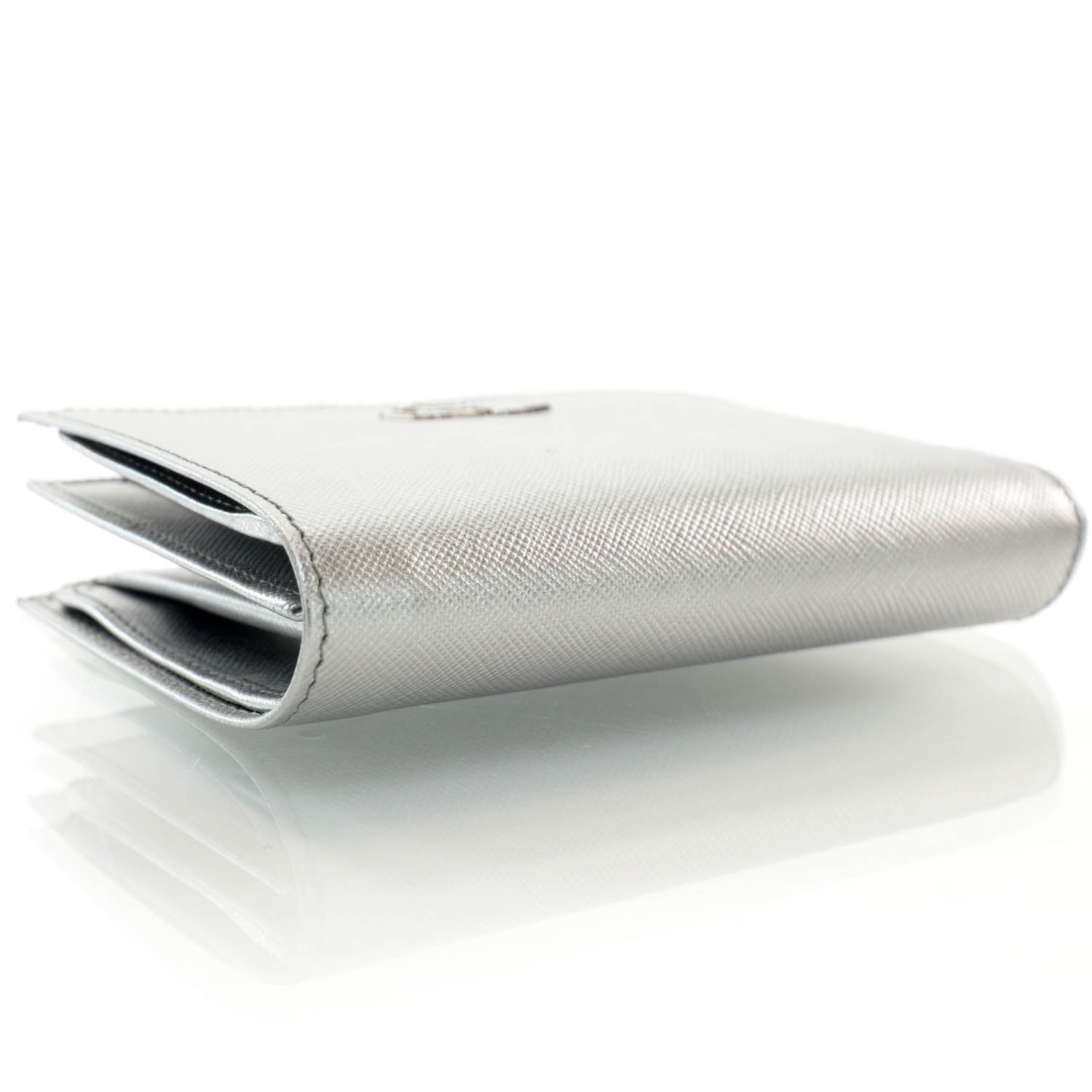 Prada Saffiano Metal Bi-Fold Wallet Cromo 4 of 8