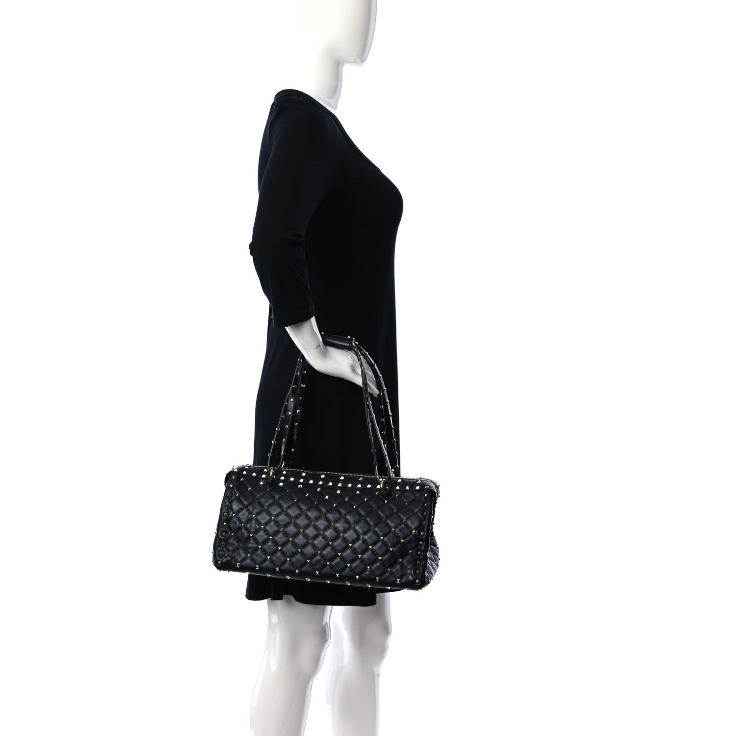 Valentino Garavani Lambskin Rockstud Spike Duffle Bag Black 2 of 11