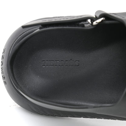 Hermes Calfskin Mens Doha Sandals 40 Black 6 of 7