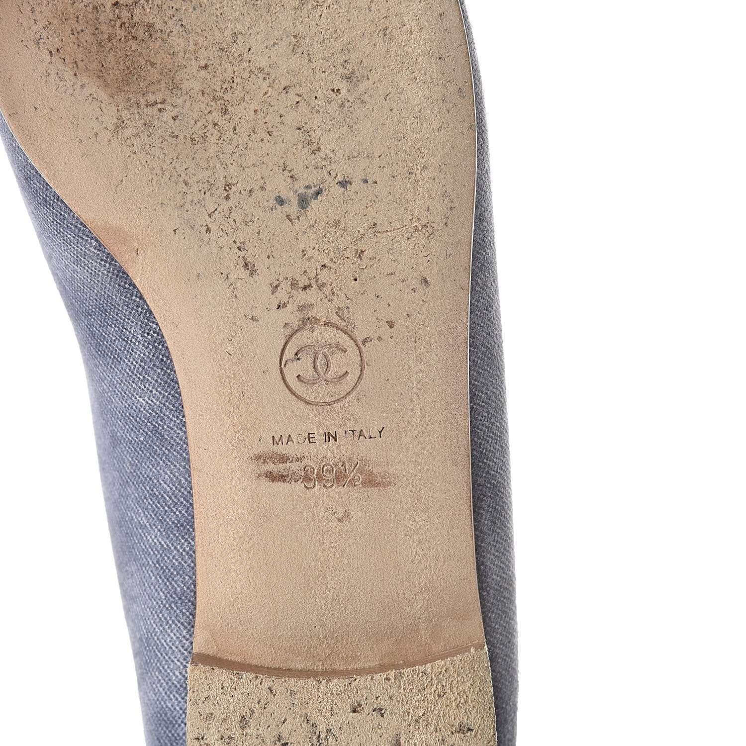 Chanel Satin Denim Goatskin CC Cap Toe Ballerina Flats 39.5 Blue 9 of 15