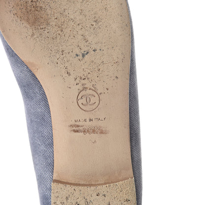 Chanel Satin Denim Goatskin CC Cap Toe Ballerina Flats 39.5 Blue 9 of 15