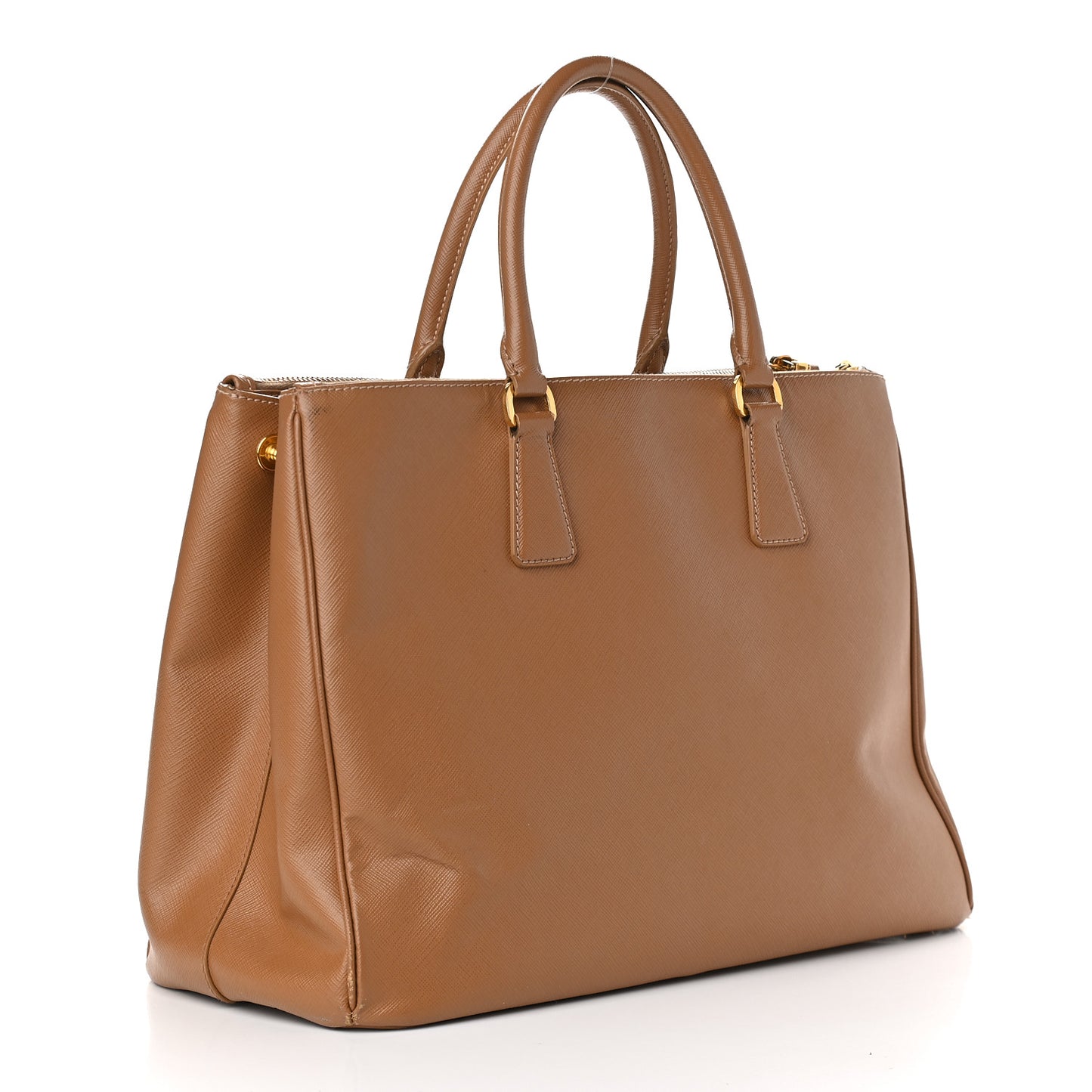 Saffiano Large Galleria Double Zip Tote Caramel