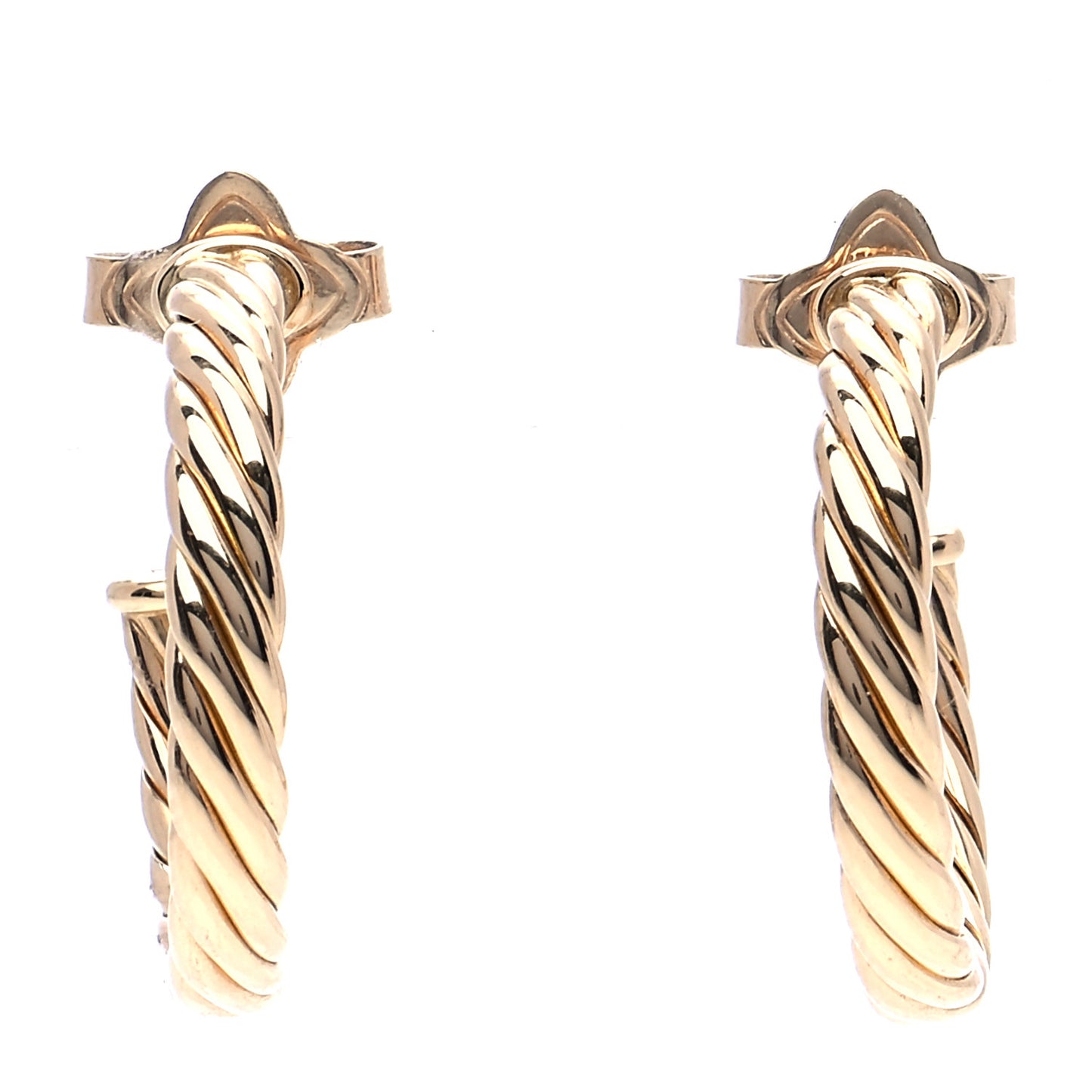 18K Yellow Gold Sculpted Cable Hoop Earrings