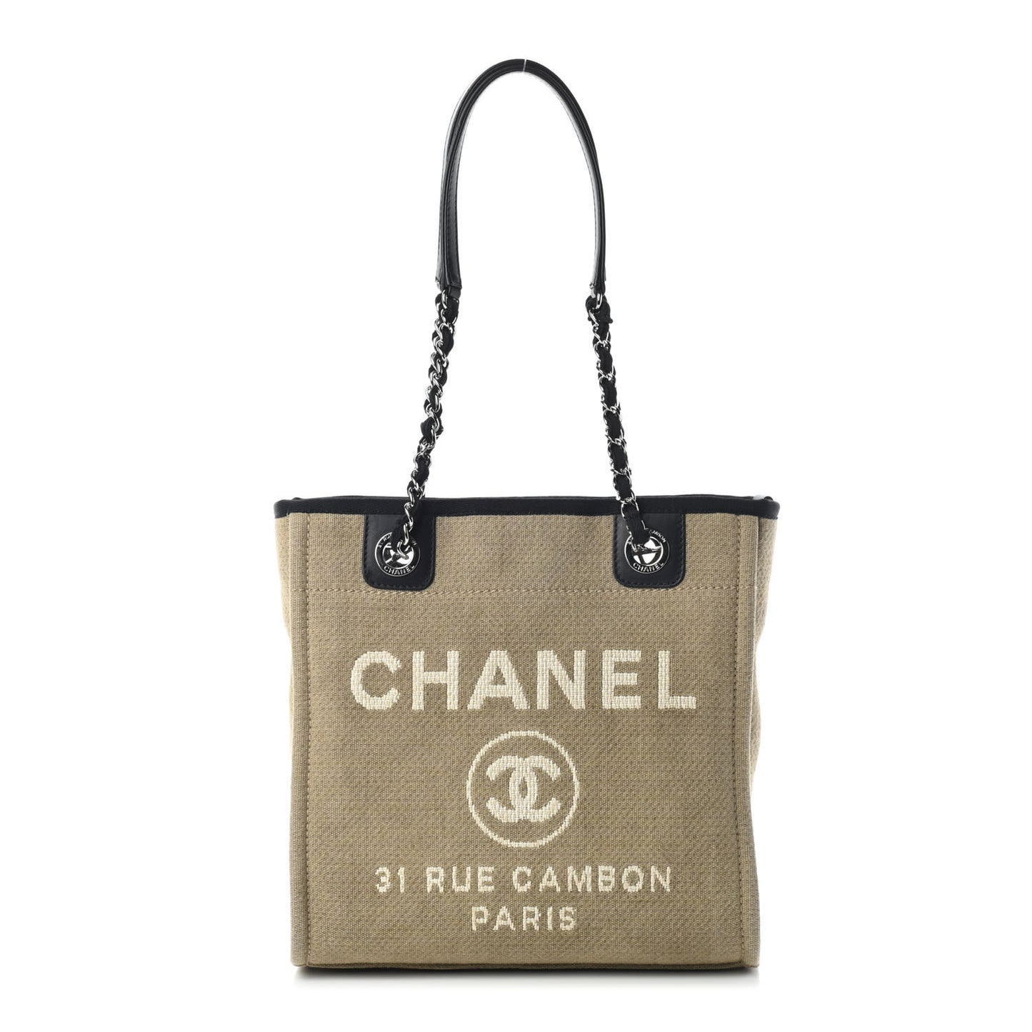Canvas Mini Deauville Tote Beige Black