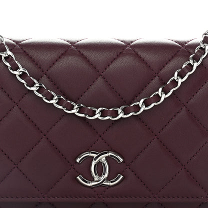 Chanel Lambskin Quilted Enamel CC Wallet On Chain WOC Burgundy 9 of 13