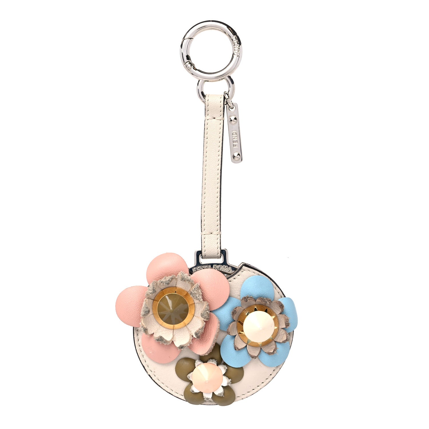 Fendi Calfskin Flowerland Mirror Bag Charm Beige Multicolor 1 of 6