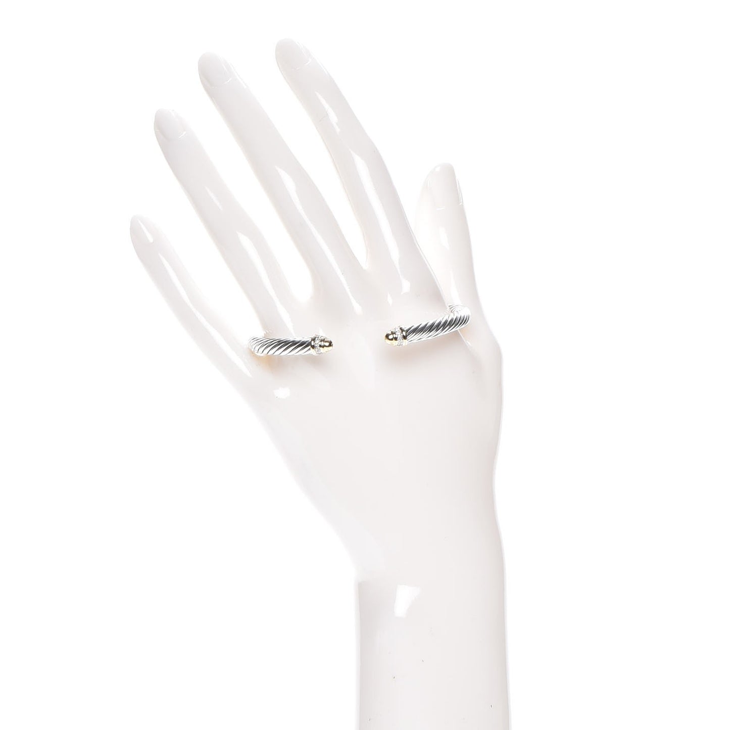 Sterling Silver 18K Yellow Gold Diamond 5mm Cable Classics Bracelet