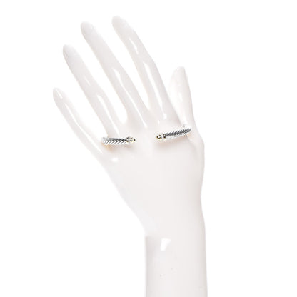 David Yurman Sterling Silver 18K Yellow Gold Diamond 5mm Cable Classics Bracelet 2 of 6