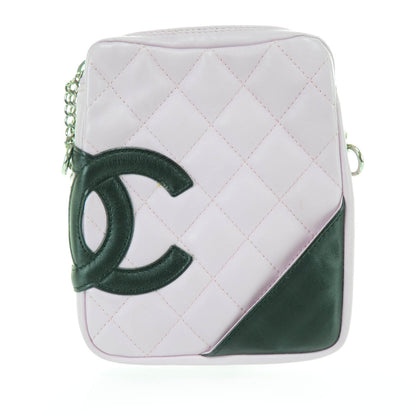 Chanel Calfskin Quilted Cambon Pouch Pink Black 1 of 8