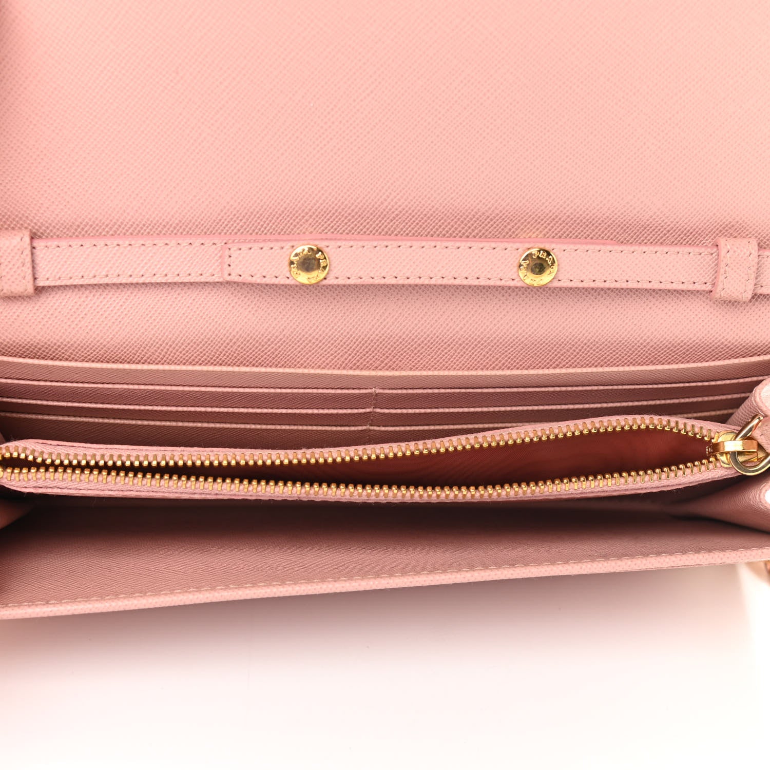 Prada Saffiano Metal Oro Chain Wallet Orchidea 5 of 10