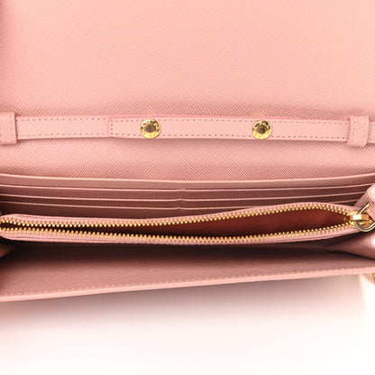 Prada Saffiano Metal Oro Chain Wallet Orchidea 5 of 10