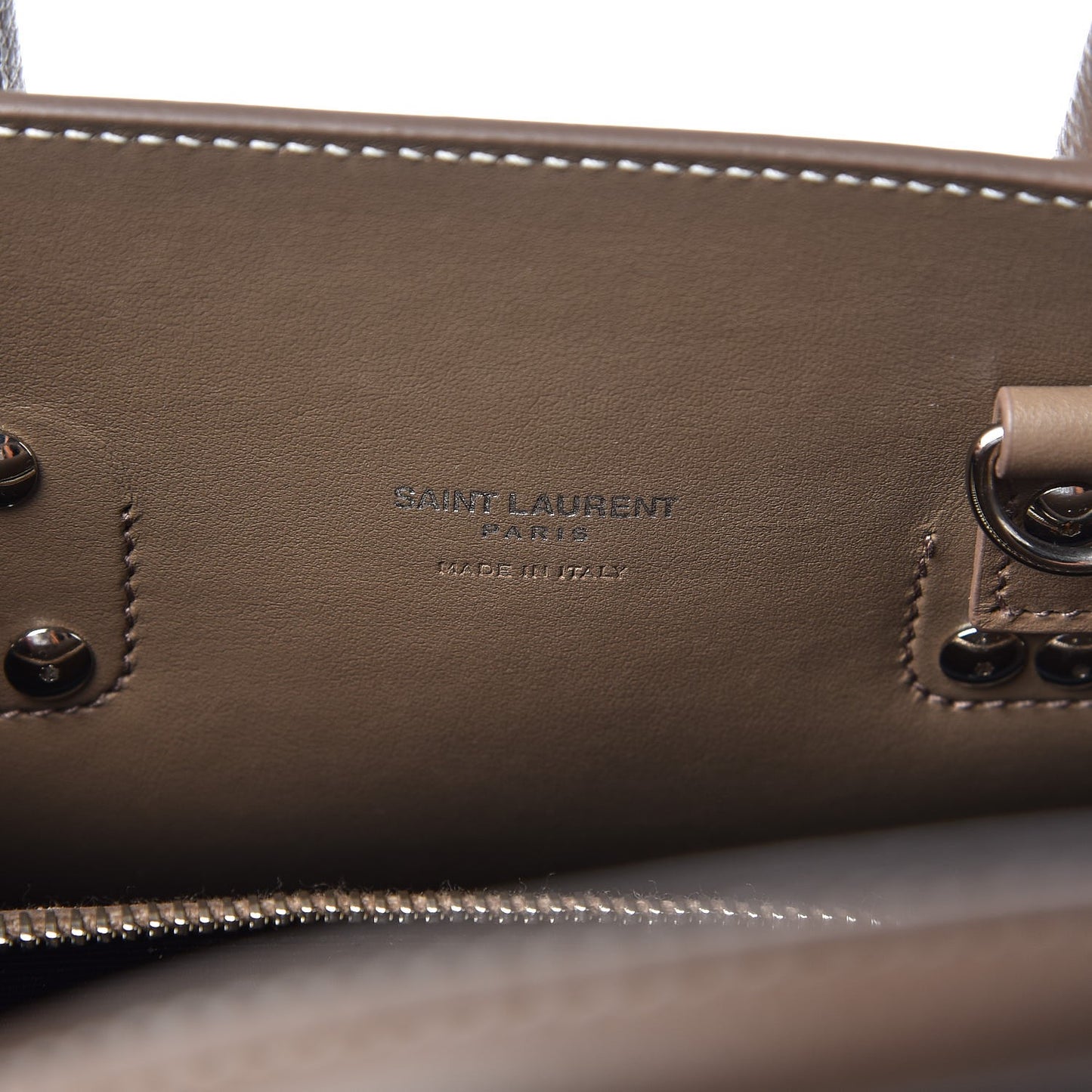 Grained Calfskin Topstich Baby Sac De Jour Taupe