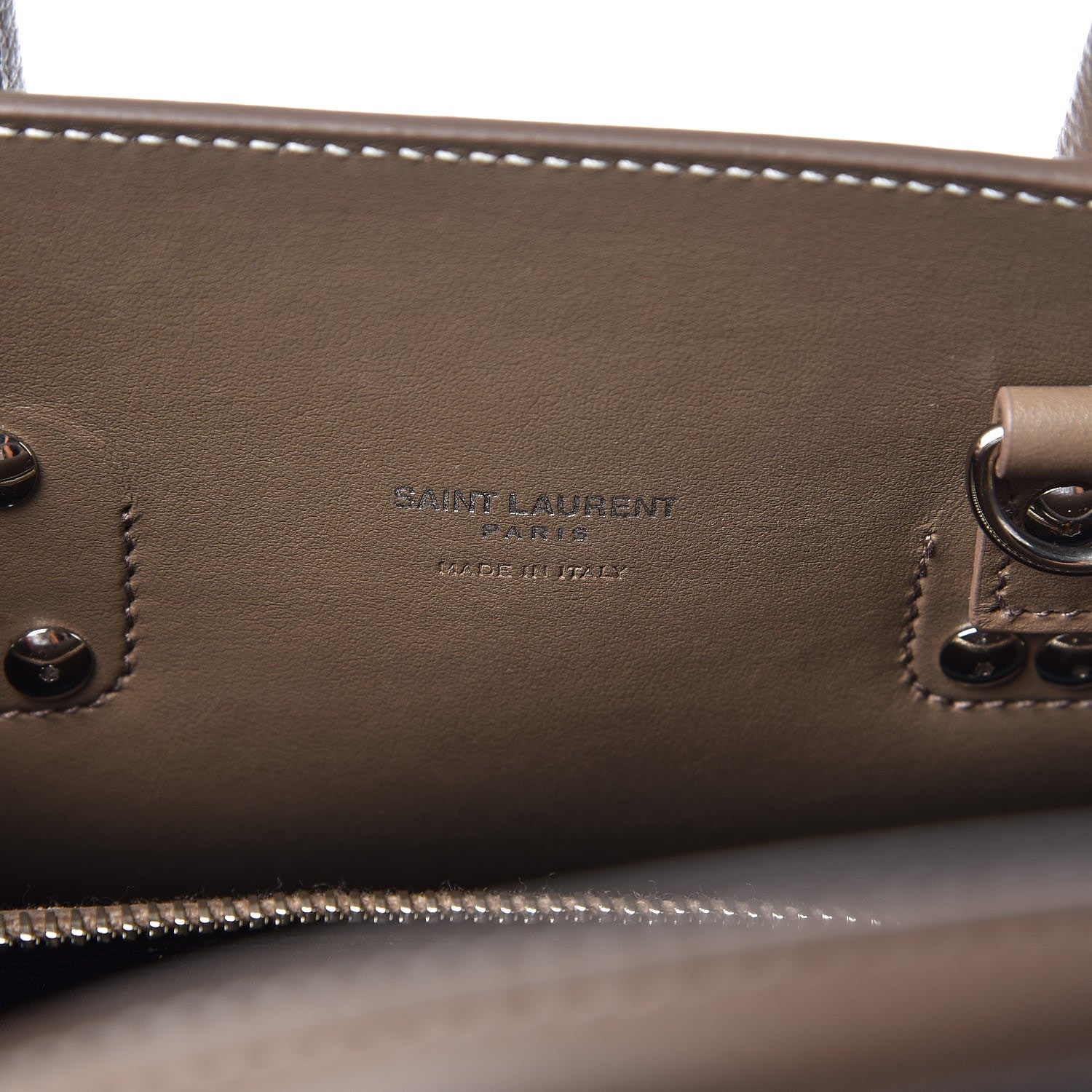 Saint Laurent Grained Calfskin Topstich Baby Sac De Jour Taupe 7 of 8
