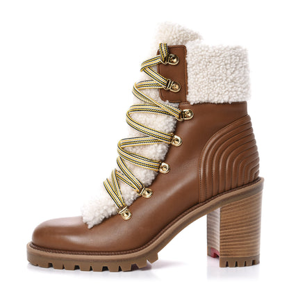 Christian Louboutin Calfskin Shearling Yetita 70 Hiker Booties 39 Cuoio Naturel 1 of 8