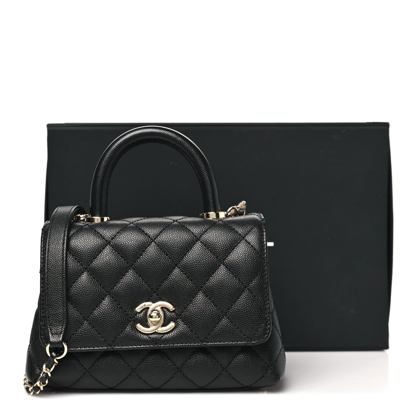 Caviar Quilted Extra Mini Coco Handle Flap Black