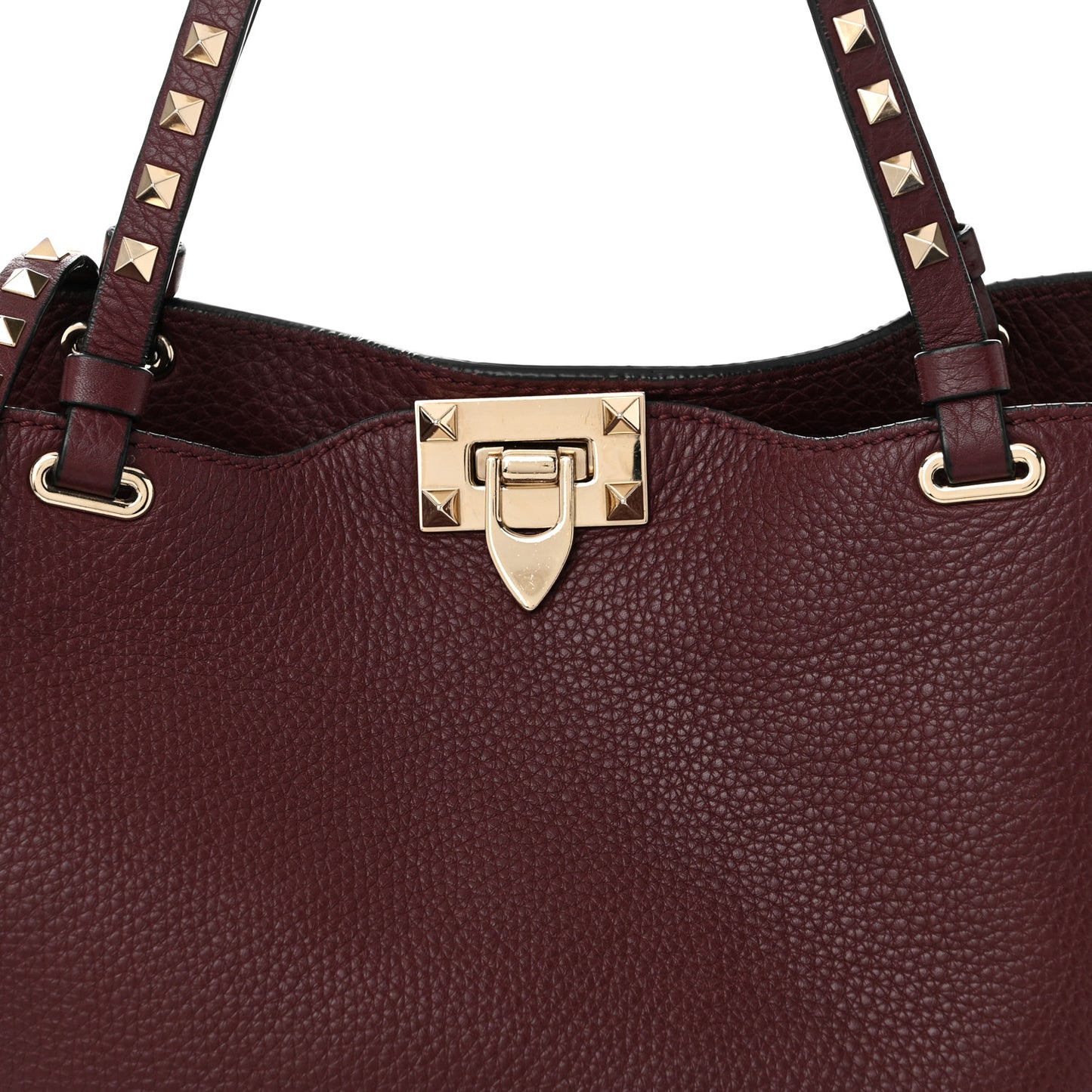 Pebbled Calfskin Medium Rockstud Tote Rubin