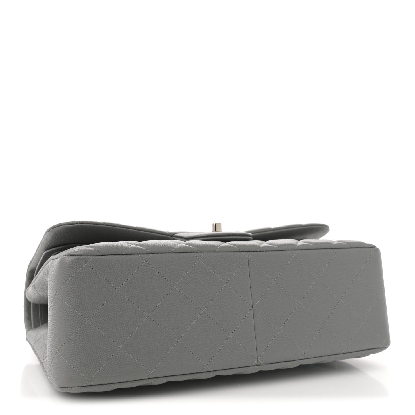 Caviar Quilted Jumbo Double Flap Grey