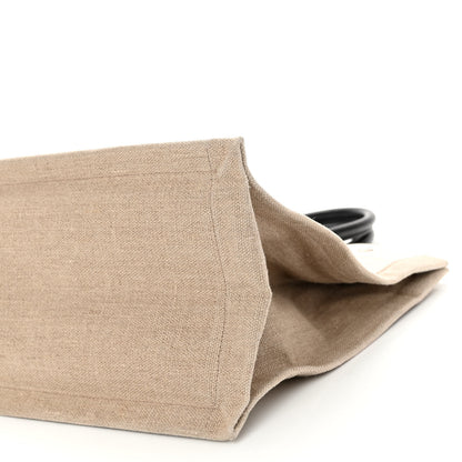 Saint Laurent Linen Calfskin Small Rive Gauche Tote Greggio Natural 9 of 10