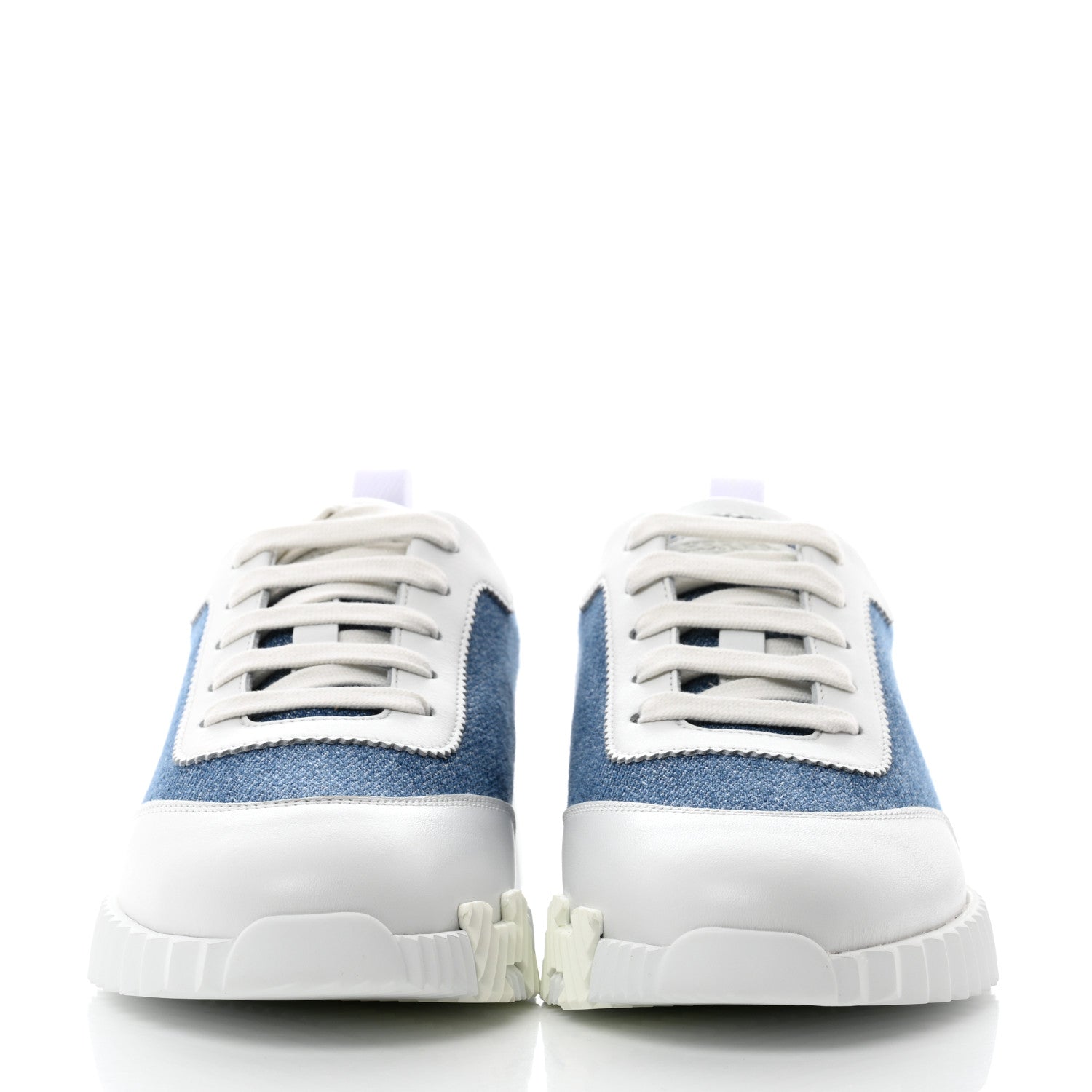 Hermes Denim Suede Goatskin Bouncing Sneakers 36 Bleu Clair White 2 of 8