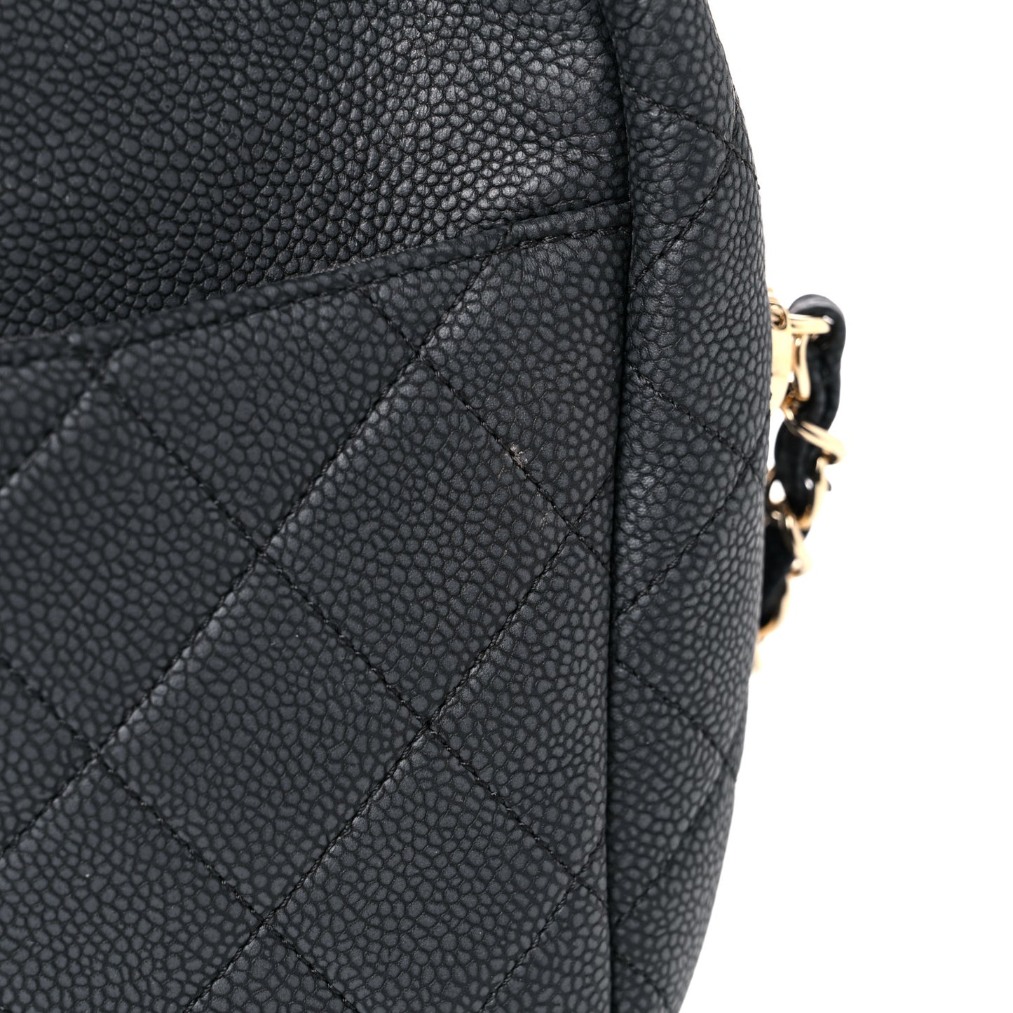 Caviar Quilted Large Coco Tassel Camera Case Black